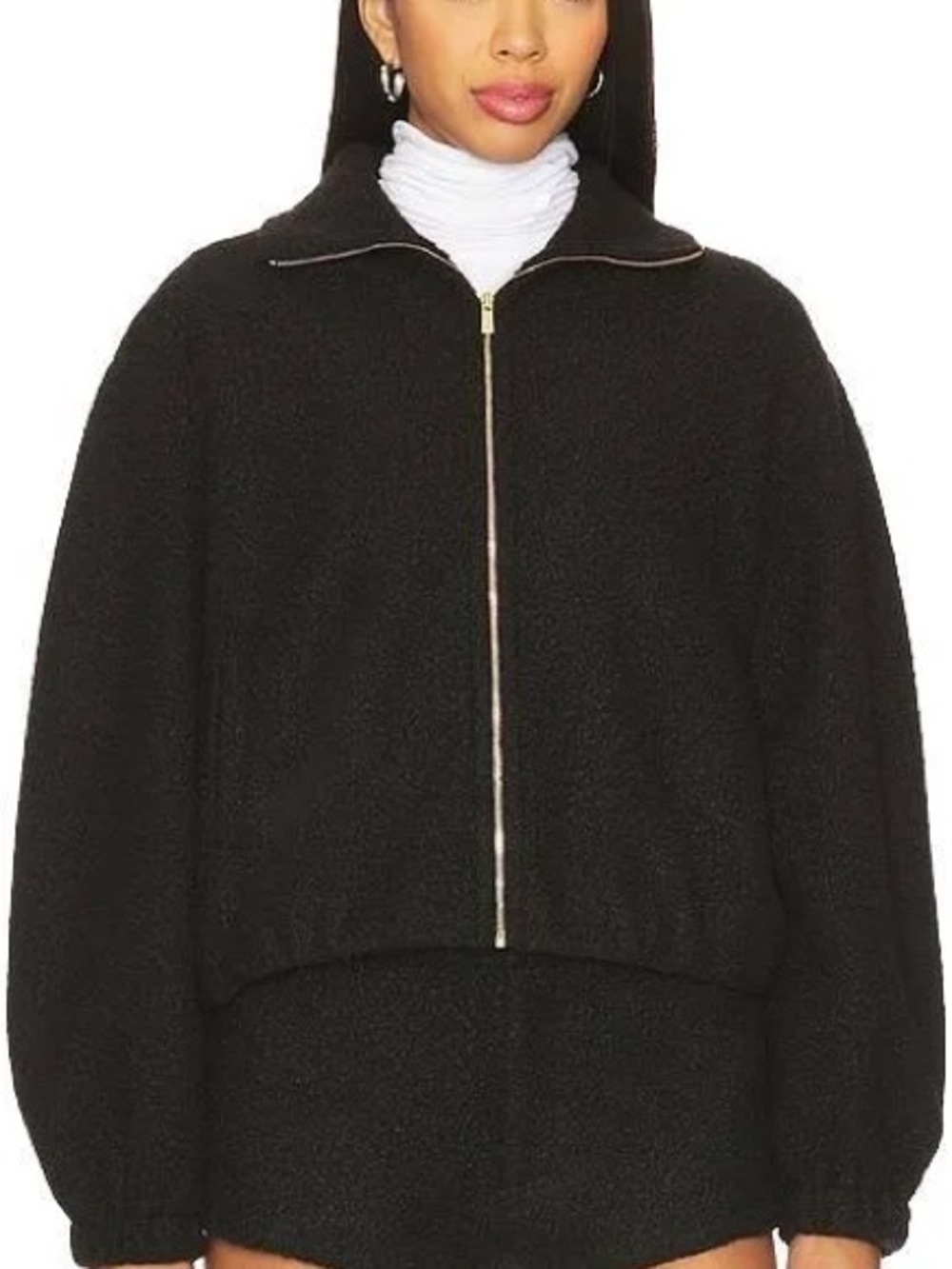 NWT Amanda Uprichard Long Sleeve Como Bomber Jacket in Black - size L